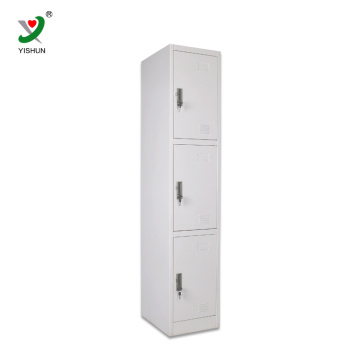 Power coated high gloss triple door steel clothes almirah metal clothes storage cabinet